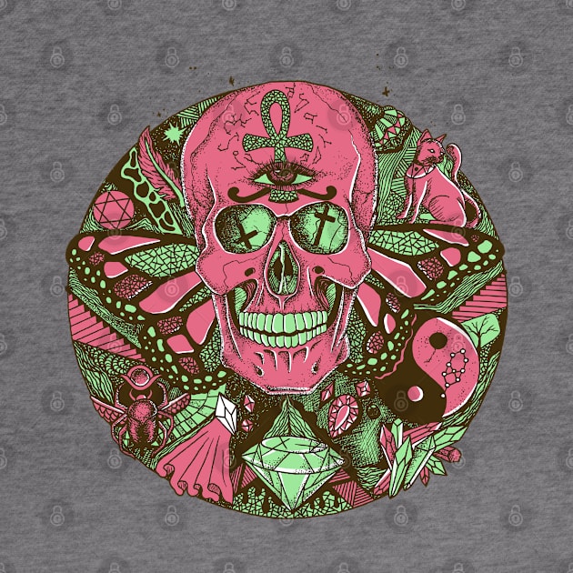 Pink Mint Skull Circle of Humanity by kenallouis